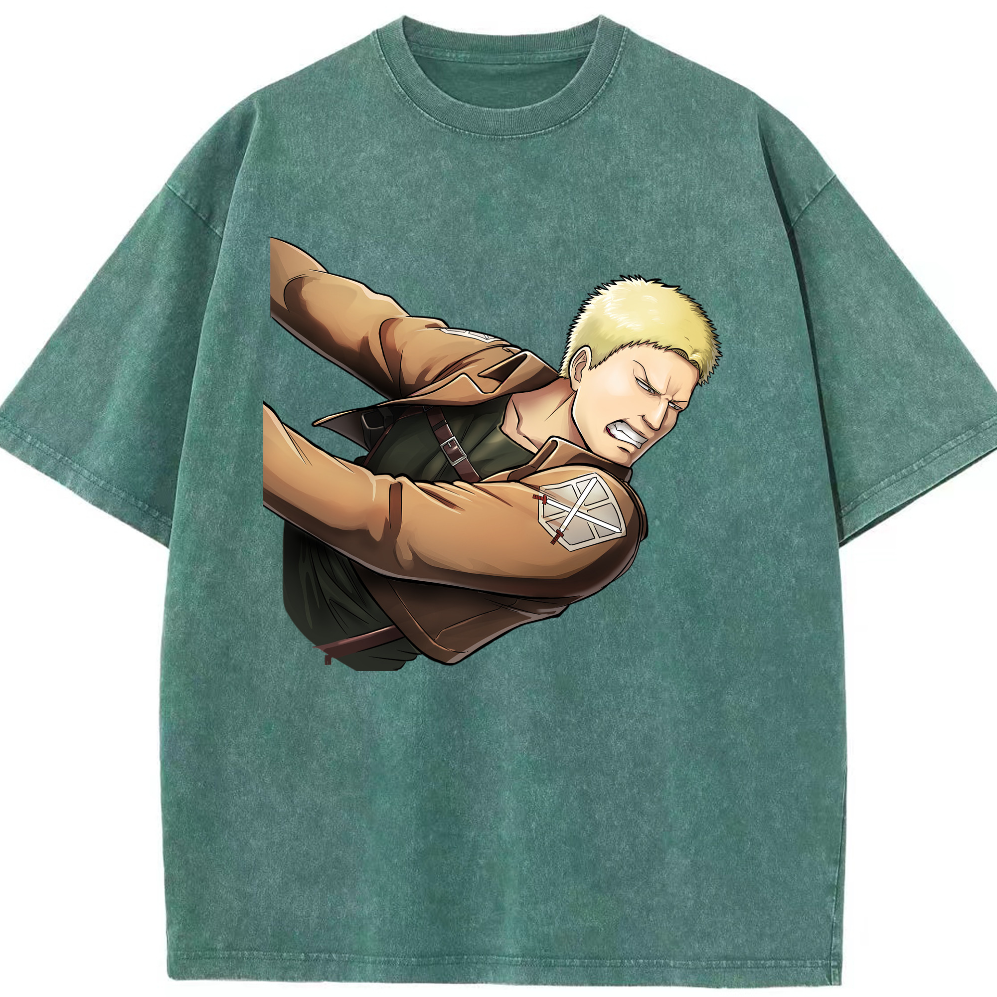 （画像用） 進撃の巨人 ライナー・ブラウン Attack on Titan Reiner Braun 綿100% ヴィンテージ風 半袖Tシャツ（フロントプリント）